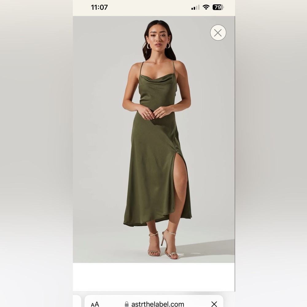 ASTR The Label Green MIDI Silk Dress
